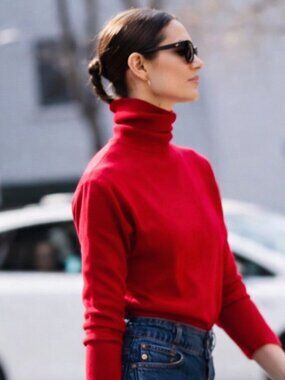 Red Knit Turtleneck Tommy Hilfiger Minimal Classic Top Women's Size Small